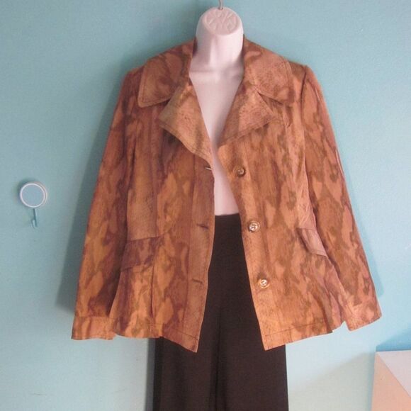 Creenstone Jacket Womens 40 Size 10/12 US Animal Print Lightweight Short Trench - Picture 13 of 15